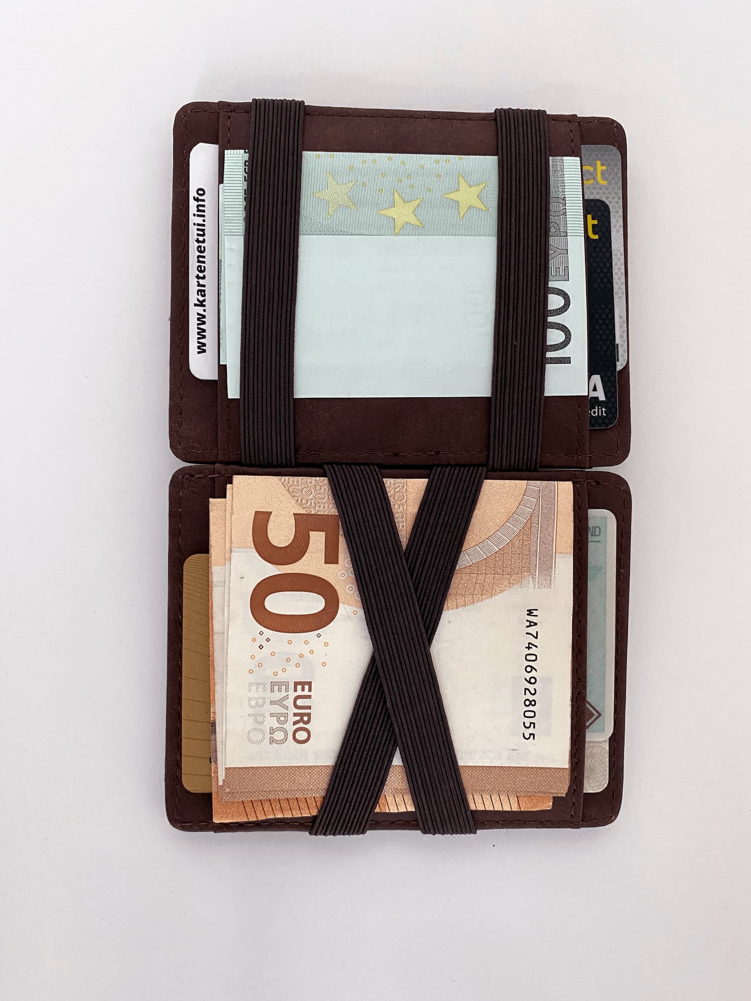 Slim Wallet mit Scheckkarten und Geldscheinen