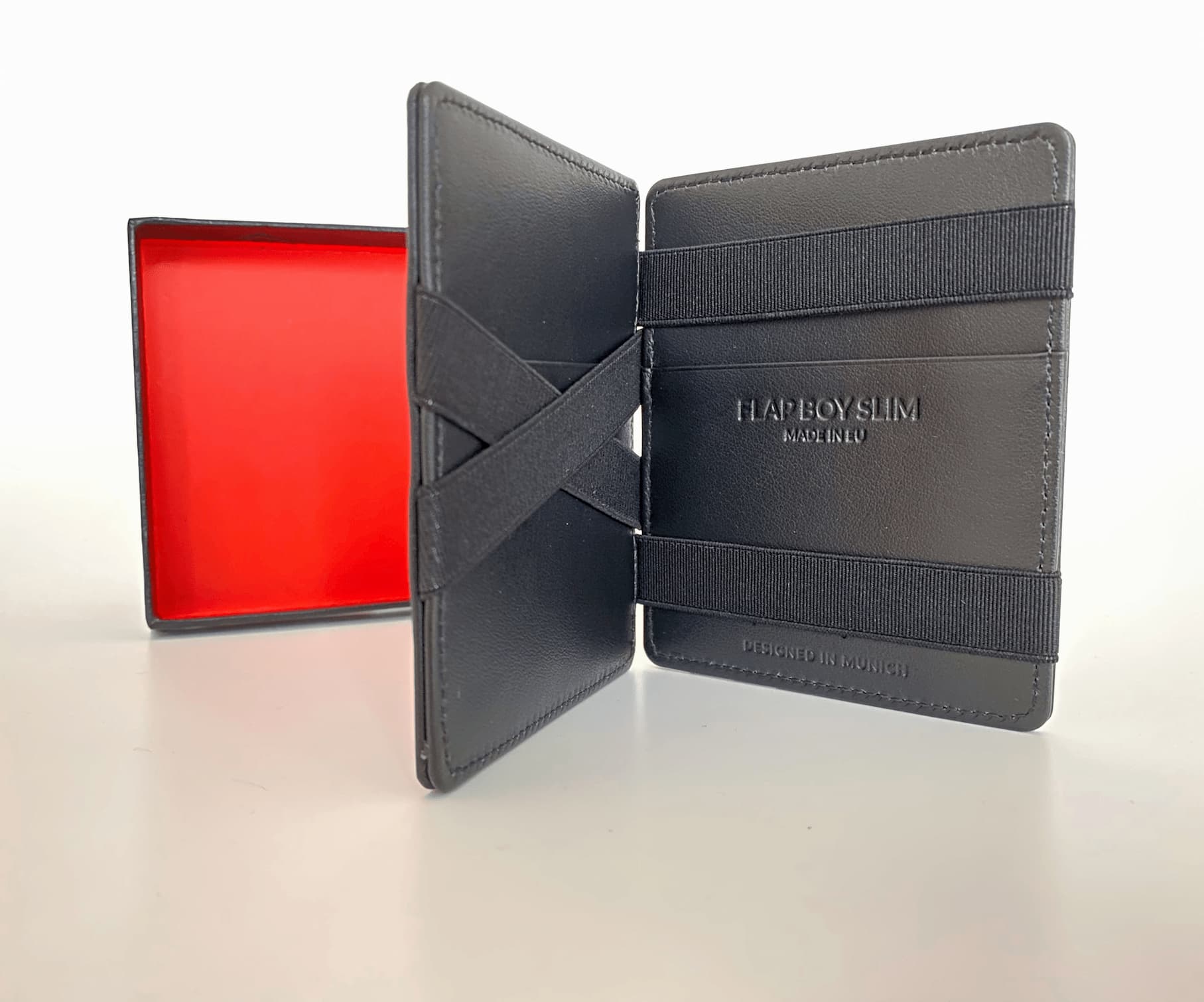 Innenseite der Flap Boy Slim Wallet in schwarz